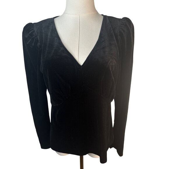 Princess Highway Size 12 Black Velvet Long Sleeve Top - Picture 5 of 15